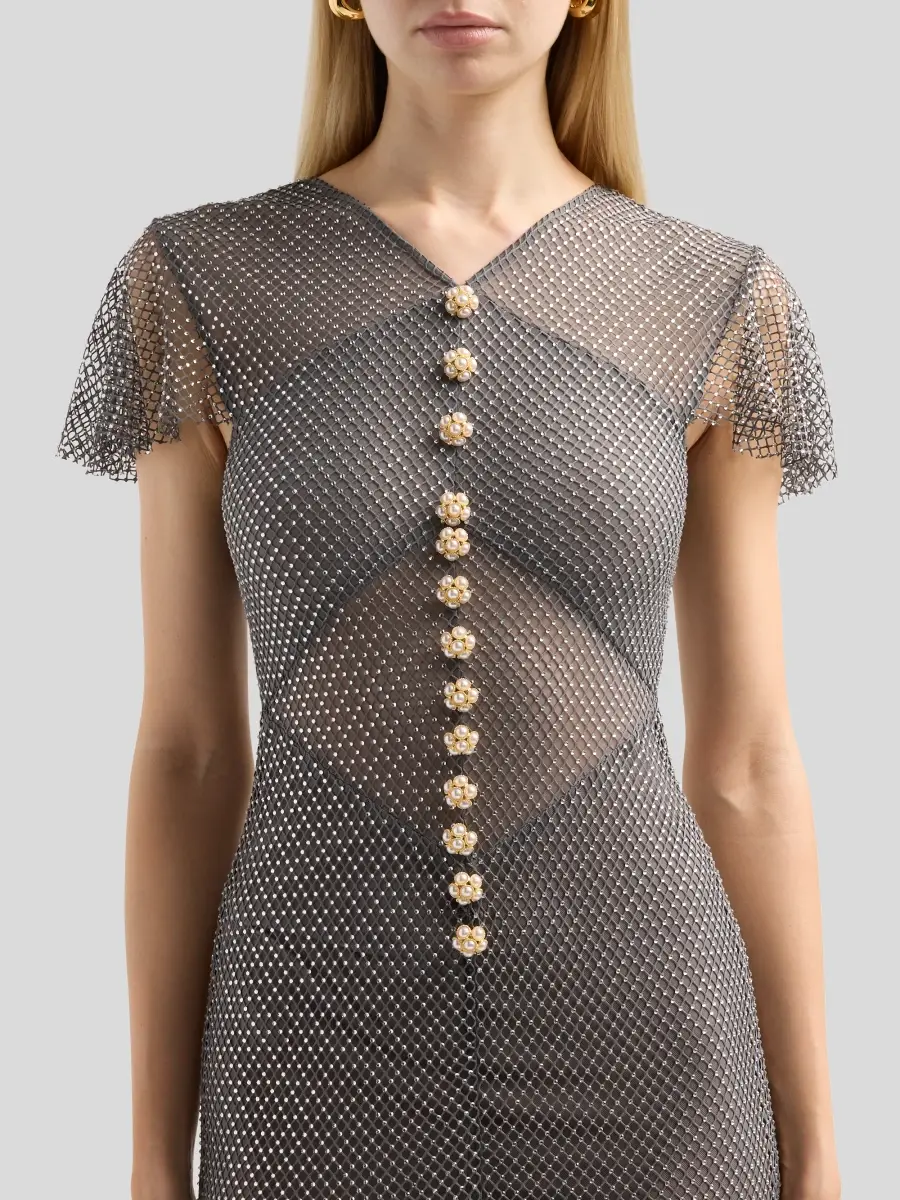 Self-Portrait Women's Rhinestone Fishnet Mesh Mermaid Maxi Dress | Thumbnail 5 Self-Portrait Women's Rhinestone Fishnet Mesh Mermaid Maxi Dress | Thumbnail 5