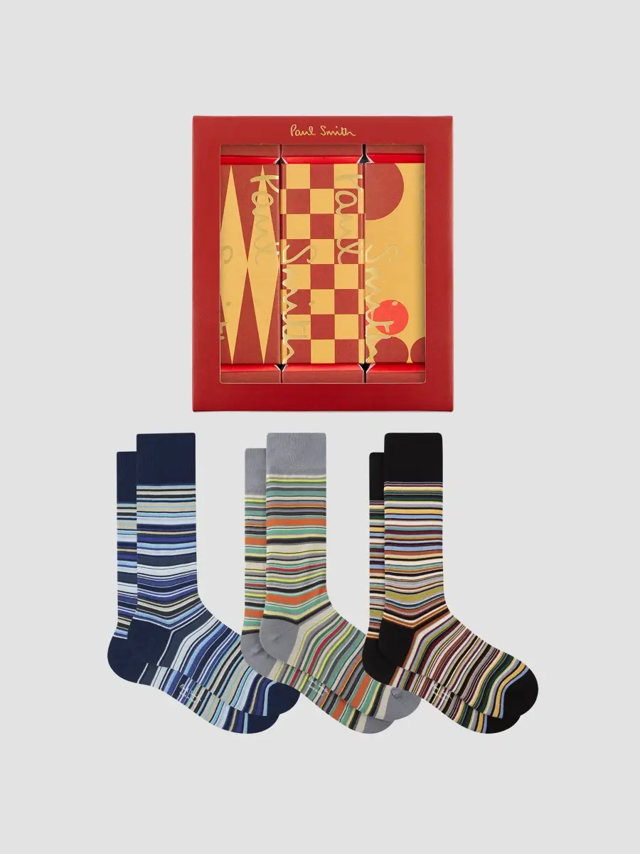 Paul Smith Men's Holiday Cracker Signature Stripe Socks 3-Pack | Thumbnail 2 Paul Smith Men's Holiday Cracker Signature Stripe Socks 3-Pack | Thumbnail 2