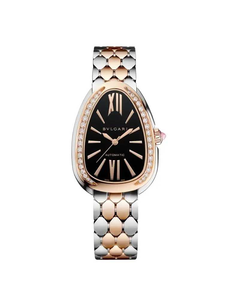 BVLGARI Women's Serpenti Seduttori Stainless Steel, 18K Rose Gold & 0.62 TCW Diamond Bracelet Watch/34MM