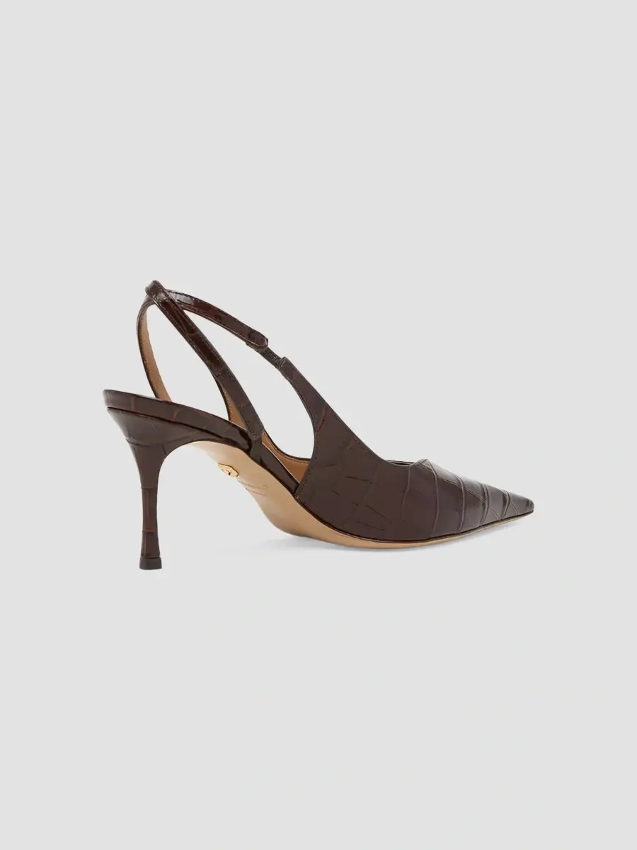 Ferragamo Women's Dafne 70MM Croc-Embossed Slingback Pumps | Thumbnail 4