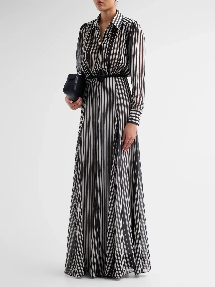 Chiara Boni La Petite Robe Women's Liyan Striped Chiffon Maxi Dress | Thumbnail 4 Chiara Boni La Petite Robe Women's Liyan Striped Chiffon Maxi Dress | Thumbnail 4