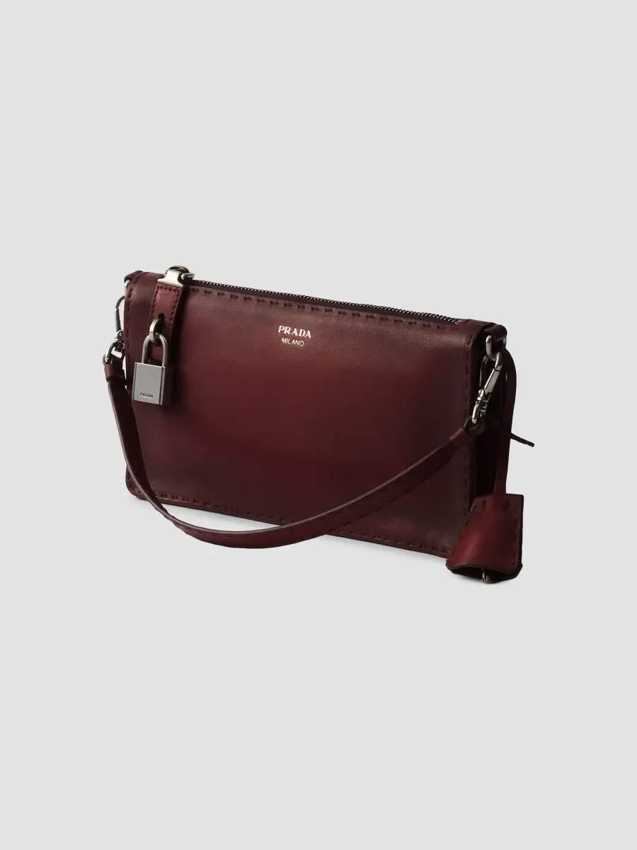 Prada Men's Antiqued Leather Pouch | Thumbnail 3 Prada Men's Antiqued Leather Pouch | Thumbnail 3