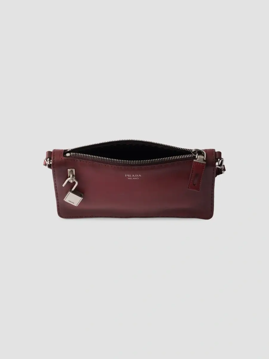 Prada Men's Antiqued Leather Pouch | Thumbnail 5 Prada Men's Antiqued Leather Pouch | Thumbnail 5