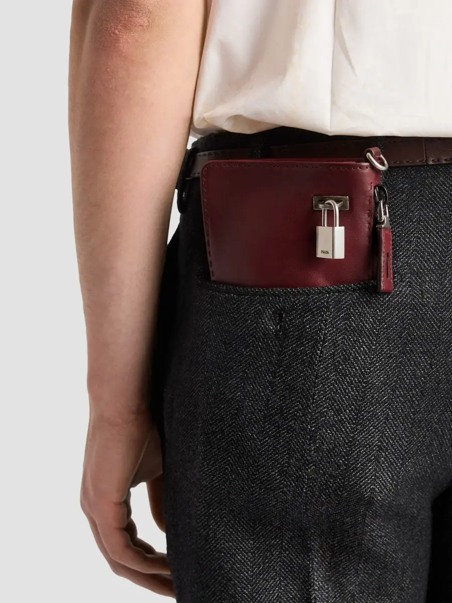 Prada Men's Antiqued Leather Pouch | Thumbnail 8 Prada Men's Antiqued Leather Pouch | Thumbnail 8
