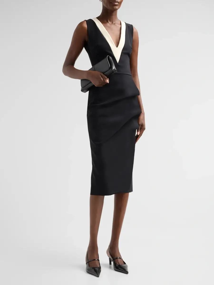 Chiara Boni La Petite Robe Women's Kassia V-Neck Sheath Dress | Thumbnail 4 Chiara Boni La Petite Robe Women's Kassia V-Neck Sheath Dress | Thumbnail 4