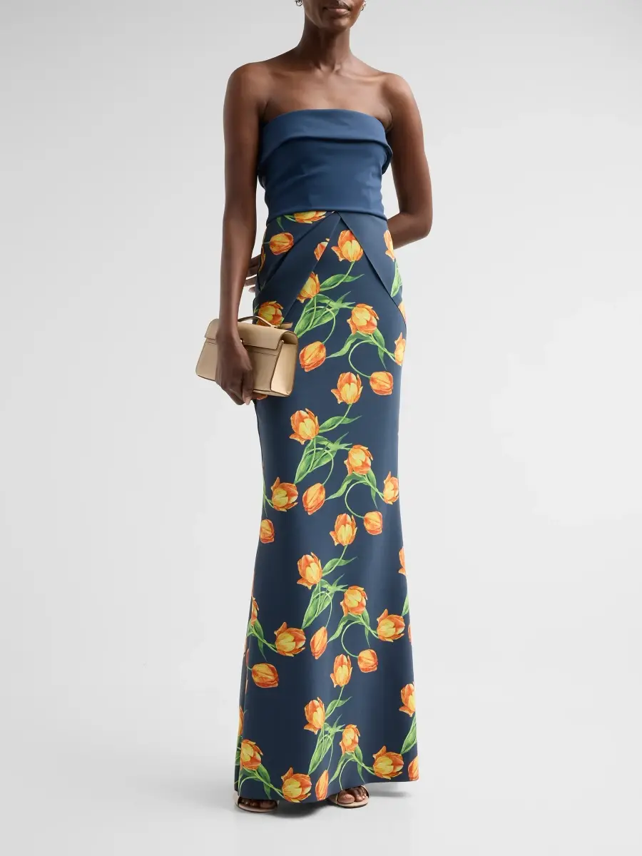 Chiara Boni La Petite Robe Women's Sharuki Floral Strapless Sheath Gown | Thumbnail 4 Chiara Boni La Petite Robe Women's Sharuki Floral Strapless Sheath Gown | Thumbnail 4