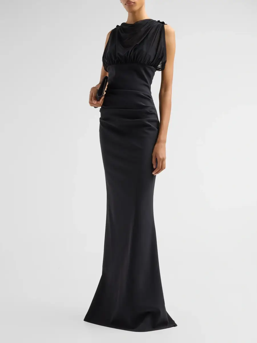 Chiara Boni La Petite Robe Women's Bylina Draped Mermaid Gown | Thumbnail 4 Chiara Boni La Petite Robe Women's Bylina Draped Mermaid Gown | Thumbnail 4