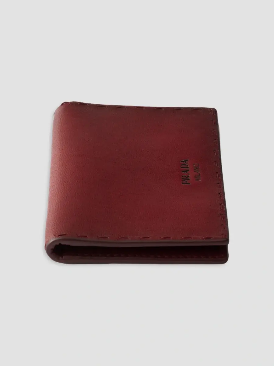 Prada Men's Antiqued Leather Card Holder | Thumbnail 4 Prada Men's Antiqued Leather Card Holder | Thumbnail 4