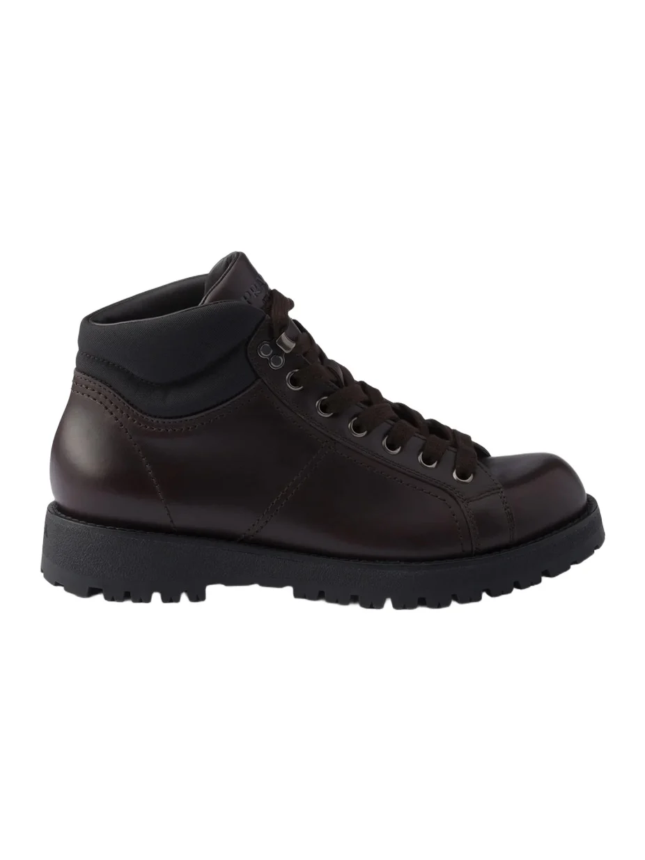 Men's Lace-Up Leather and Re-Nylon Booties - Brown Men's Lace-Up Leather and Re-Nylon Booties - Brown