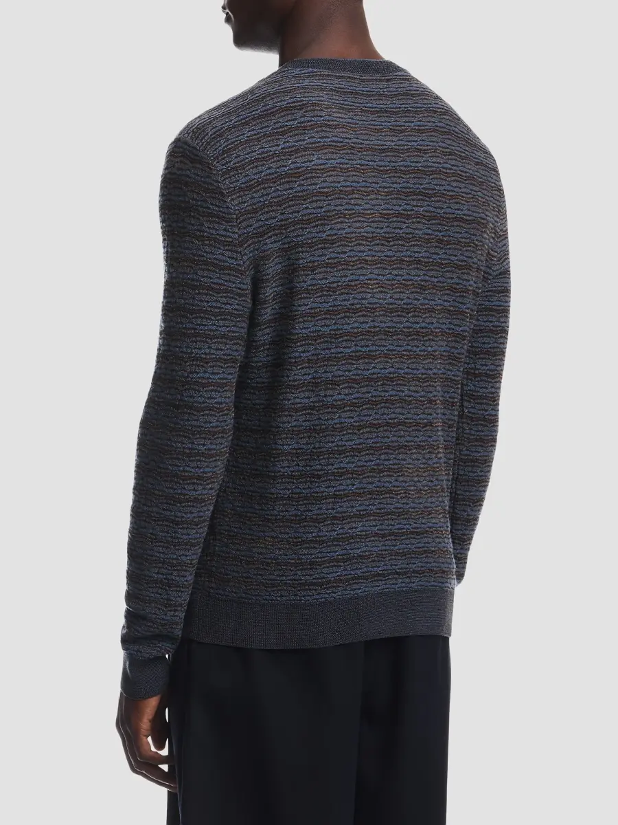 Emporio Armani Men's Blurred Geometric Wool-Blend Crewneck Sweater | Thumbnail 2 Emporio Armani Men's Blurred Geometric Wool-Blend Crewneck Sweater | Thumbnail 2