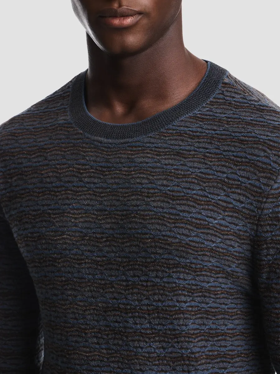 Emporio Armani Men's Blurred Geometric Wool-Blend Crewneck Sweater | Thumbnail 4 Emporio Armani Men's Blurred Geometric Wool-Blend Crewneck Sweater | Thumbnail 4