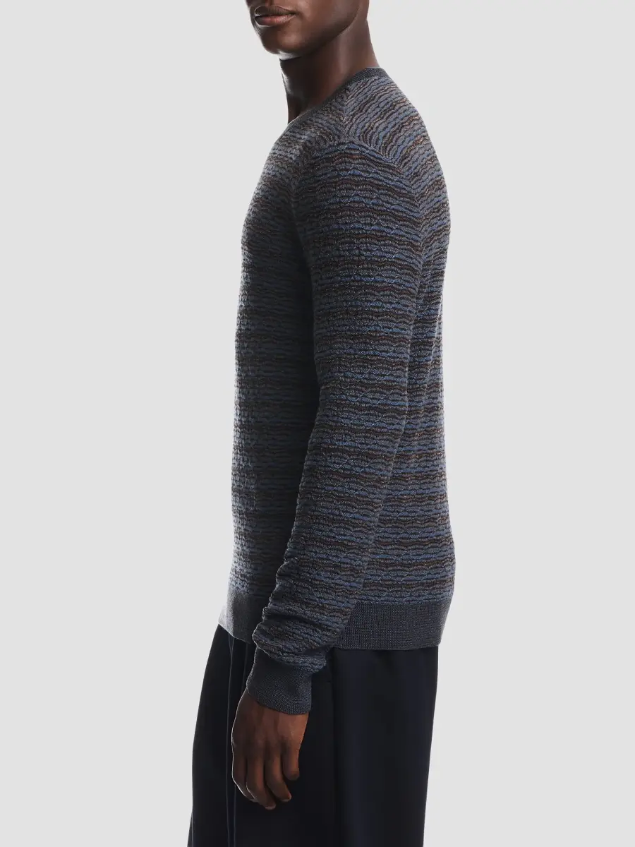 Emporio Armani Men's Blurred Geometric Wool-Blend Crewneck Sweater | Thumbnail 5 Emporio Armani Men's Blurred Geometric Wool-Blend Crewneck Sweater | Thumbnail 5