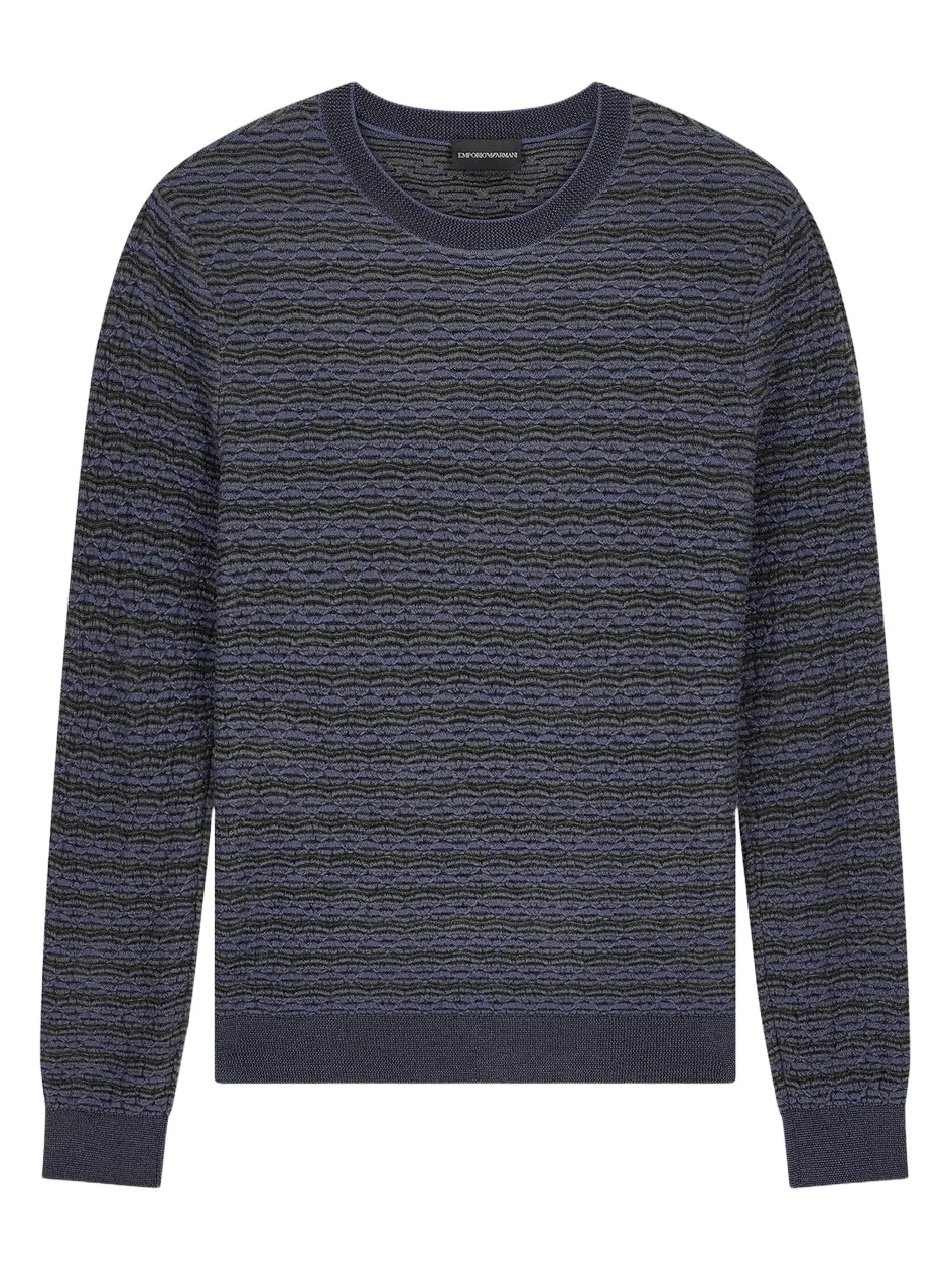 Men's Blurred Geometric Wool-Blend Crewneck Sweater Men's Blurred Geometric Wool-Blend Crewneck Sweater