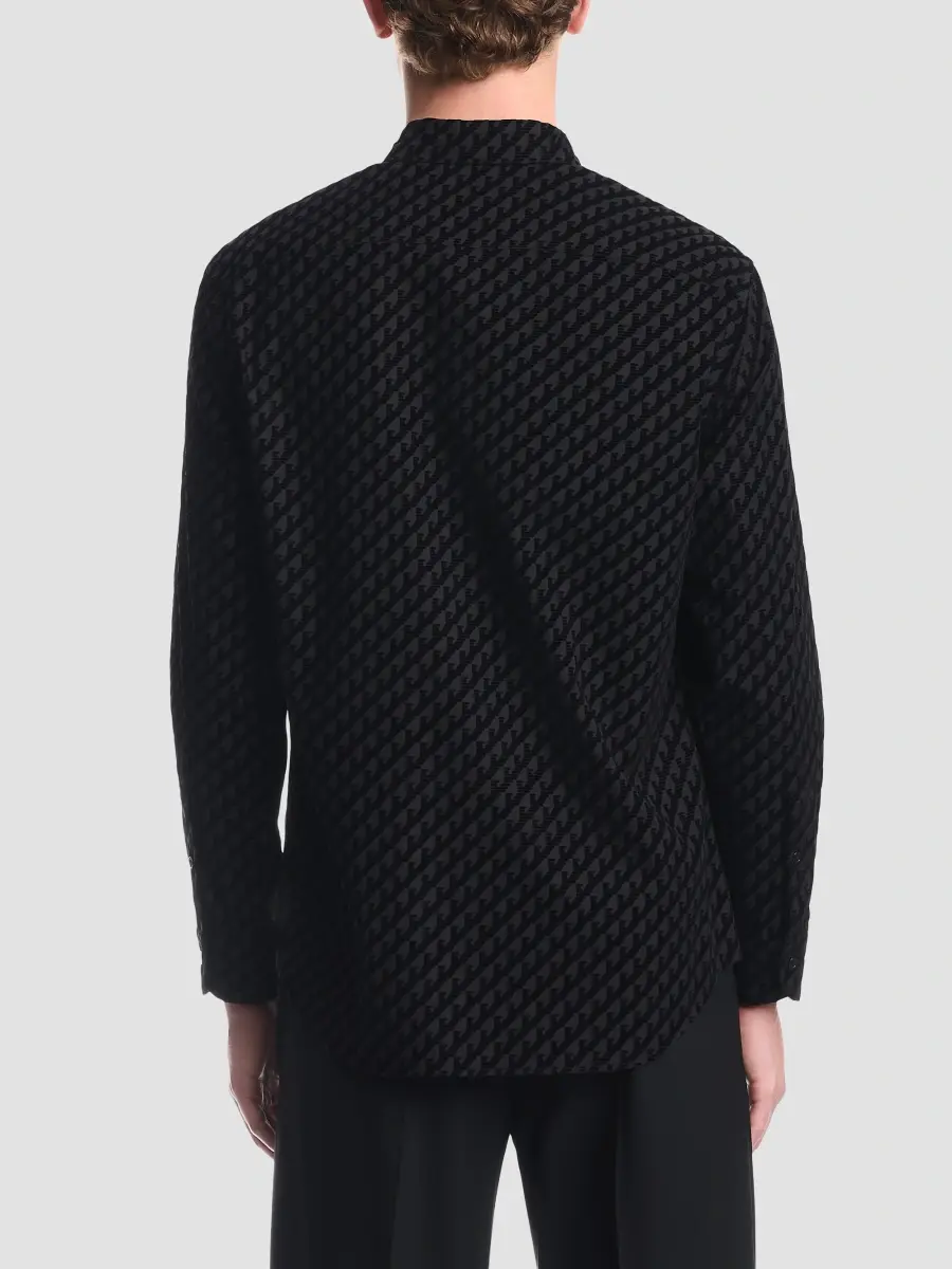 Emporio Armani Men's Flocked Eagle Cotton Sport Shirt | Thumbnail 3 Emporio Armani Men's Flocked Eagle Cotton Sport Shirt | Thumbnail 3