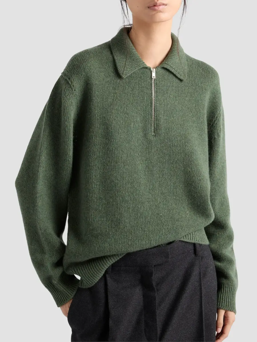 Prada Women's Cashmere Polo Sweater | Thumbnail 4 Prada Women's Cashmere Polo Sweater | Thumbnail 4