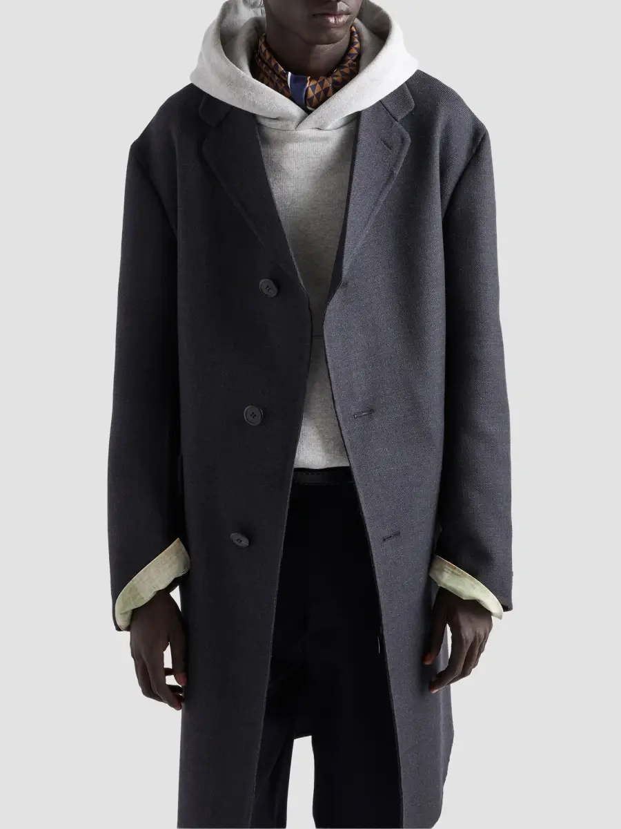 Prada Men's Single-Breasted Wool and Silk Coat - Grey | Thumbnail 3 Prada Men's Single-Breasted Wool and Silk Coat - Grey | Thumbnail 3