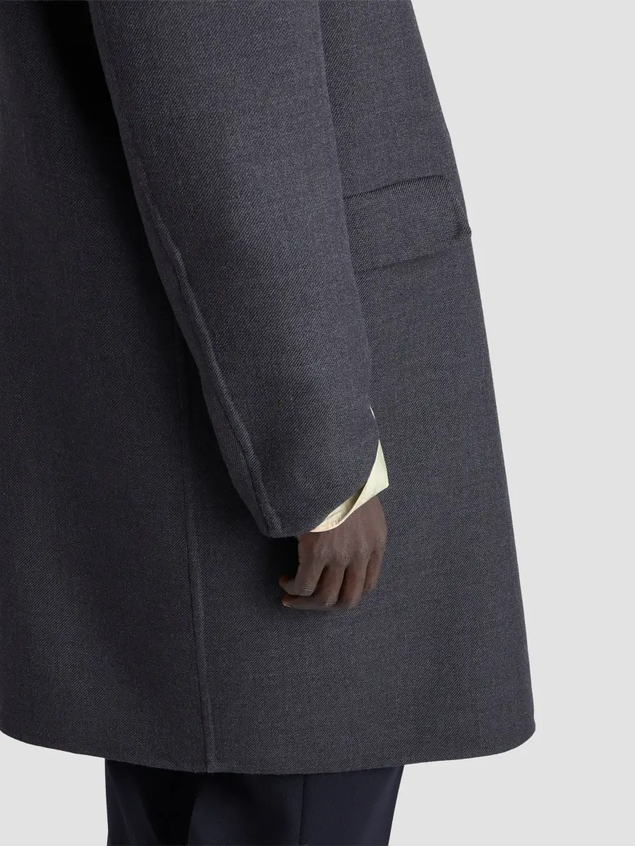 Prada Men's Single-Breasted Wool and Silk Coat - Grey | Thumbnail 5 Prada Men's Single-Breasted Wool and Silk Coat - Grey | Thumbnail 5