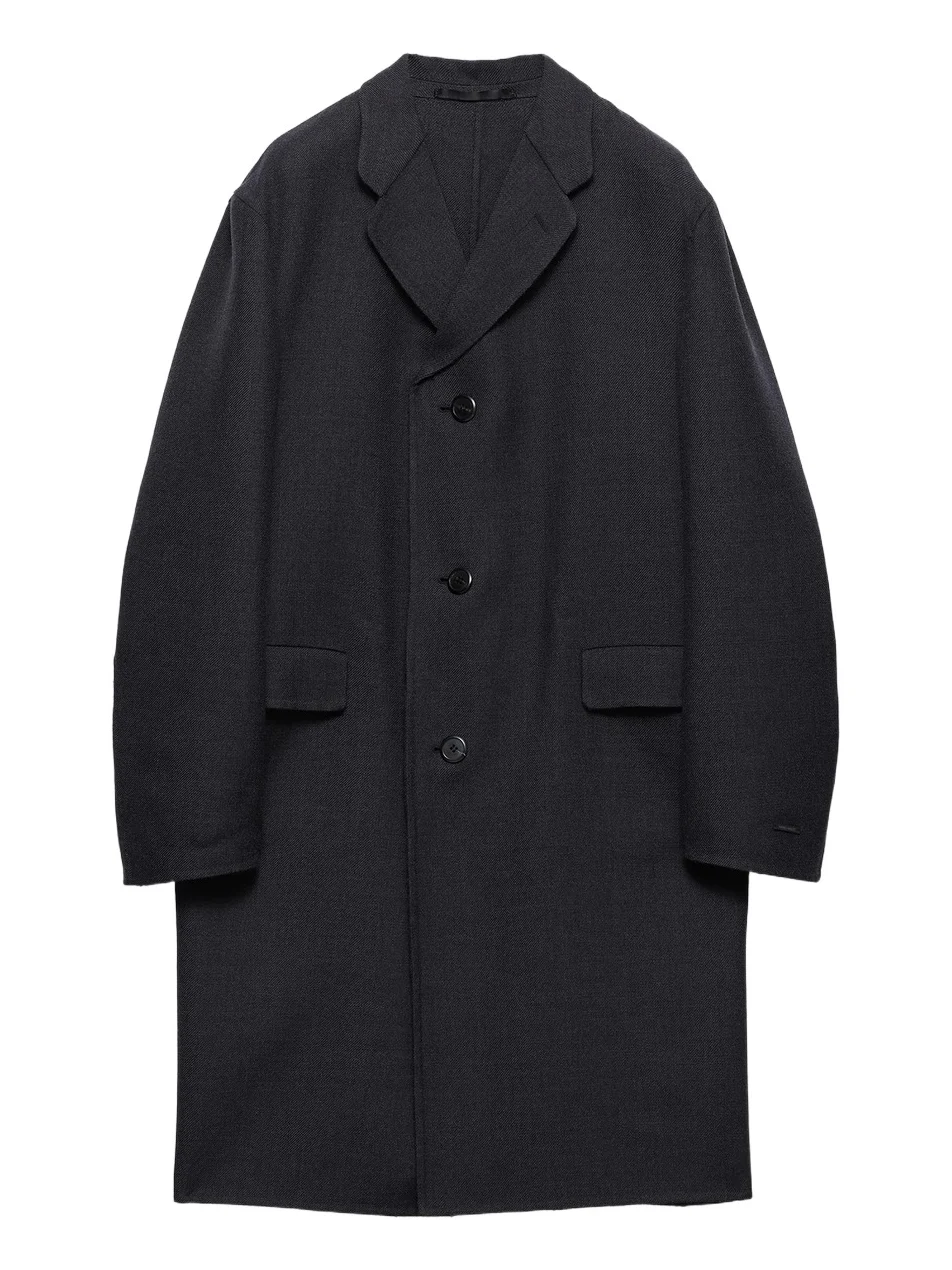 Men's Single-Breasted Wool and Silk Coat - Grey Men's Single-Breasted Wool and Silk Coat - Grey