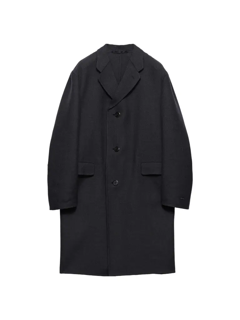 Prada Men's Single-Breasted Wool and Silk Coat - Grey