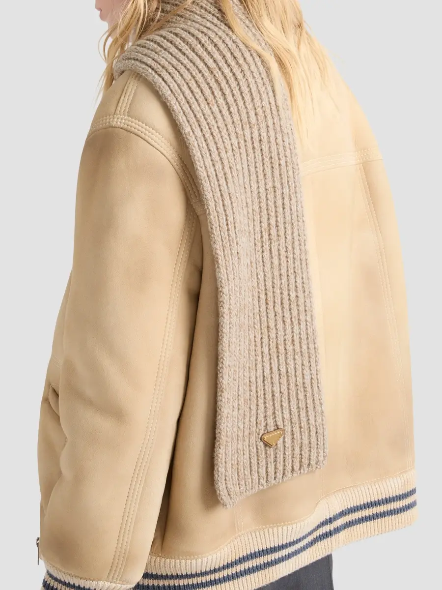 Prada Women's Wool and Mouliné Cashmere Scarf | Thumbnail 3