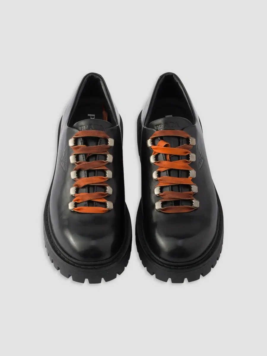 Prada Men's Aged Leather Lace-Up Shoes | Thumbnail 3 Prada Men's Aged Leather Lace-Up Shoes | Thumbnail 3