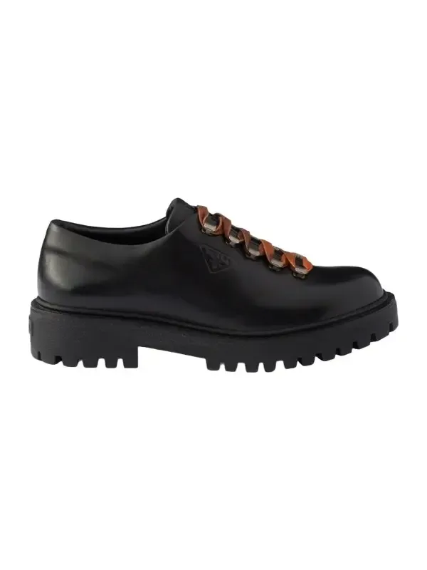Prada Men's Aged Leather Lace-Up Shoes