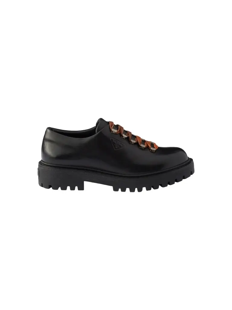 Prada Men's Aged Leather Lace-Up Shoes