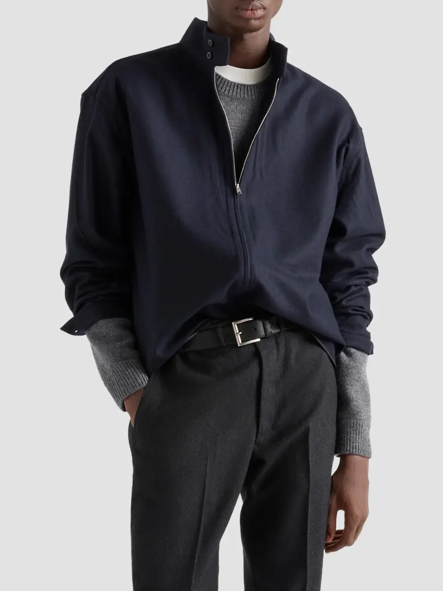 Prada Men's Wool and Cashmere Shirt - Blue | Thumbnail 2 Prada Men's Wool and Cashmere Shirt - Blue | Thumbnail 2