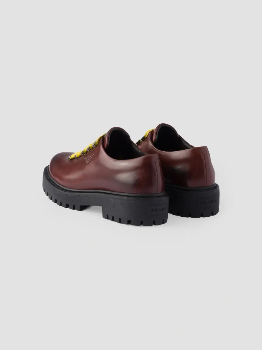 Prada Men's Aged Leather Lace-Up Shoes | Thumbnail 4 Prada Men's Aged Leather Lace-Up Shoes | Thumbnail 4