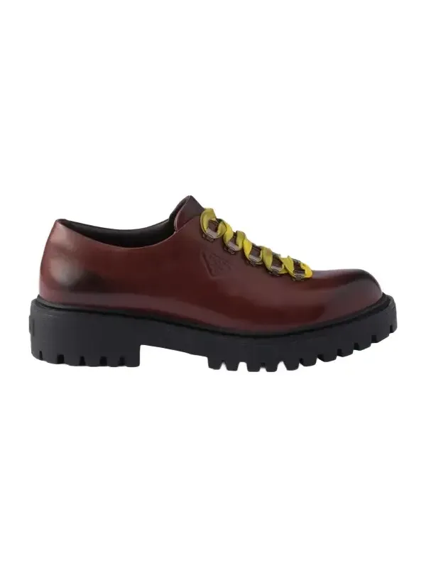 Prada Men's Aged Leather Lace-Up Shoes