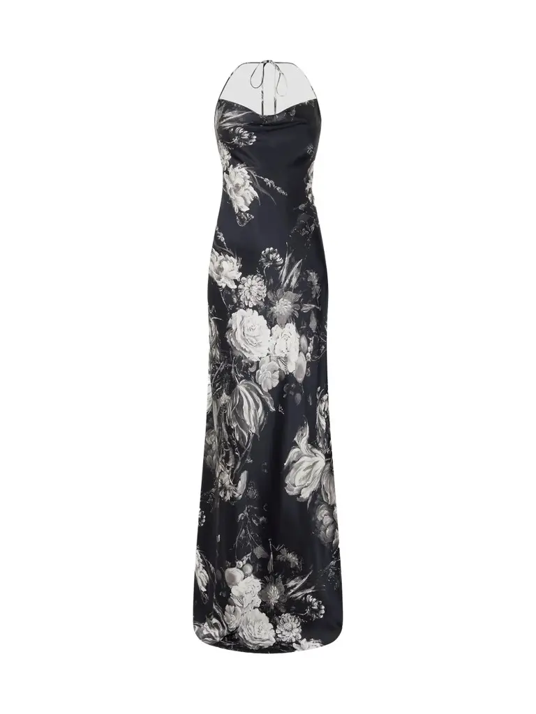 Women's Floral Silk Maxi Dress Women's Floral Silk Maxi Dress