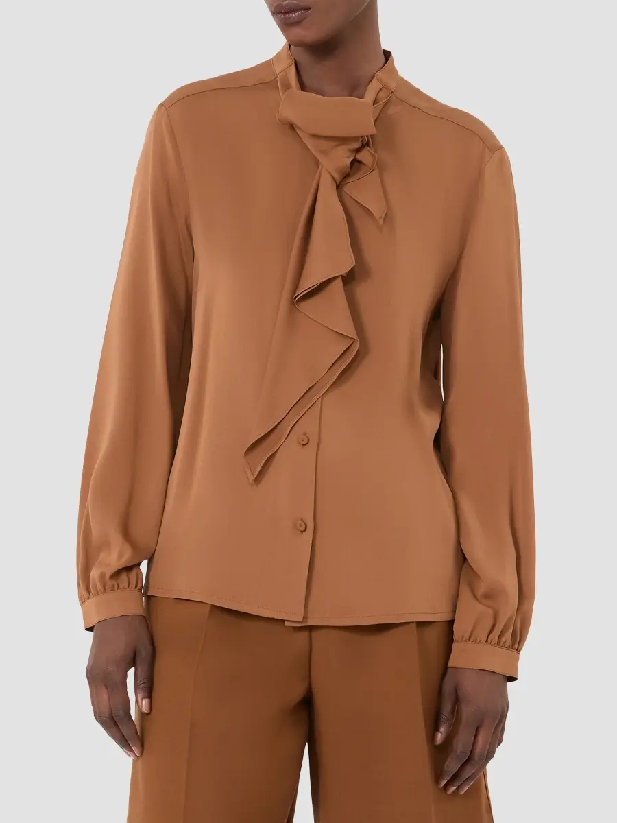 Max Mara Women's Ruffled Silk Charmeuse Shirt | Thumbnail 3 Max Mara Women's Ruffled Silk Charmeuse Shirt | Thumbnail 3