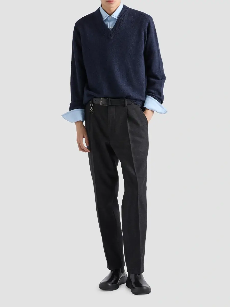 Prada Men's Re-Cashmere V-Neck Sweater | Thumbnail 2 Prada Men's Re-Cashmere V-Neck Sweater | Thumbnail 2