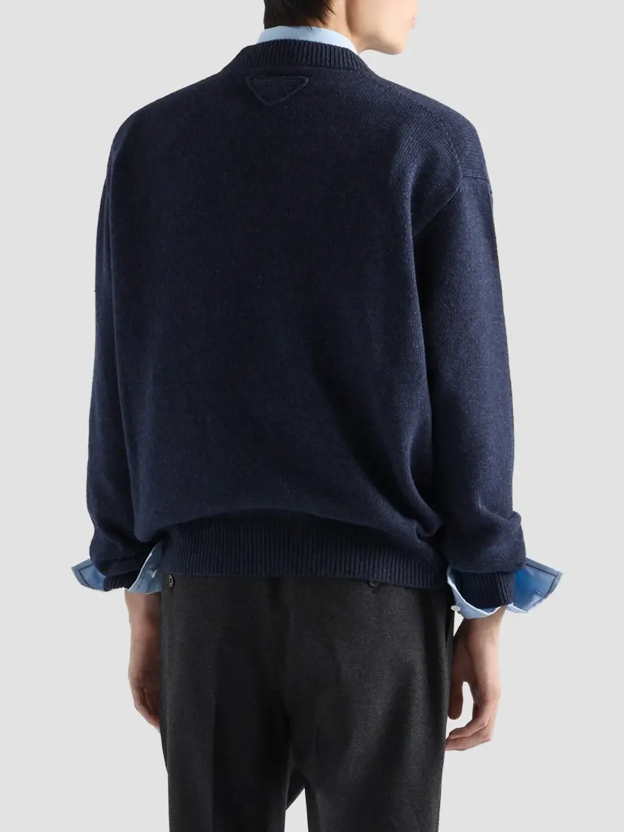 Prada Men's Re-Cashmere V-Neck Sweater | Thumbnail 4 Prada Men's Re-Cashmere V-Neck Sweater | Thumbnail 4