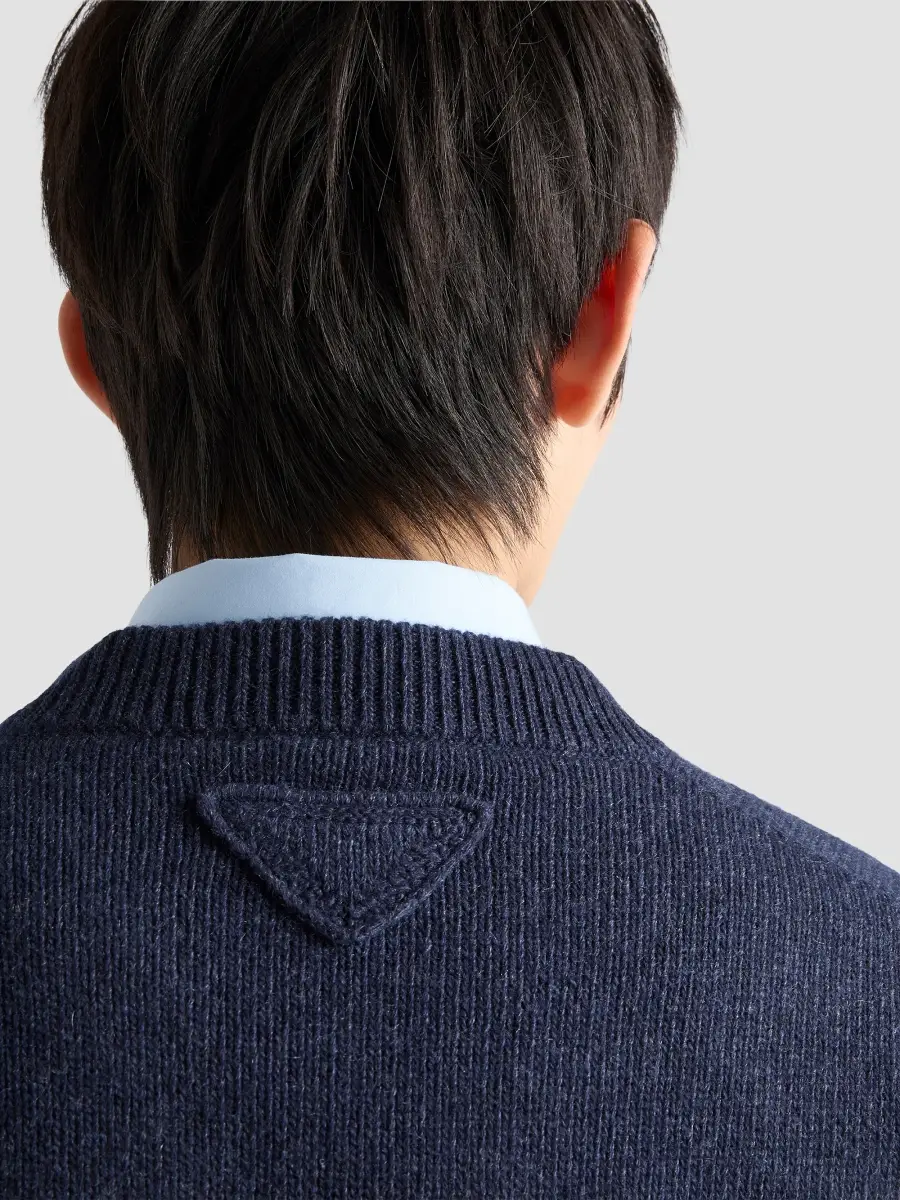Prada Men's Re-Cashmere V-Neck Sweater | Thumbnail 5 Prada Men's Re-Cashmere V-Neck Sweater | Thumbnail 5