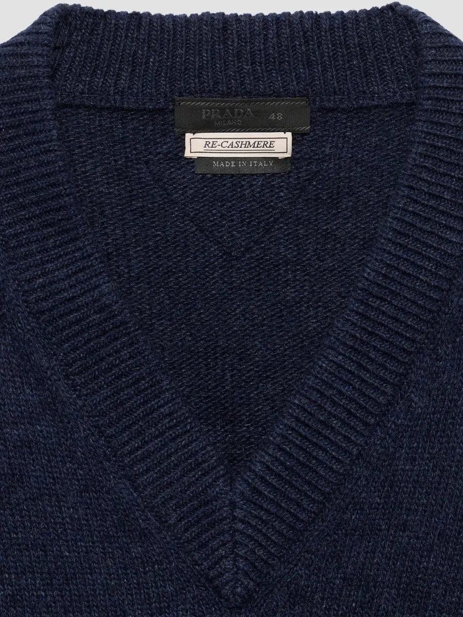 Prada Men's Re-Cashmere V-Neck Sweater | Thumbnail 7 Prada Men's Re-Cashmere V-Neck Sweater | Thumbnail 7