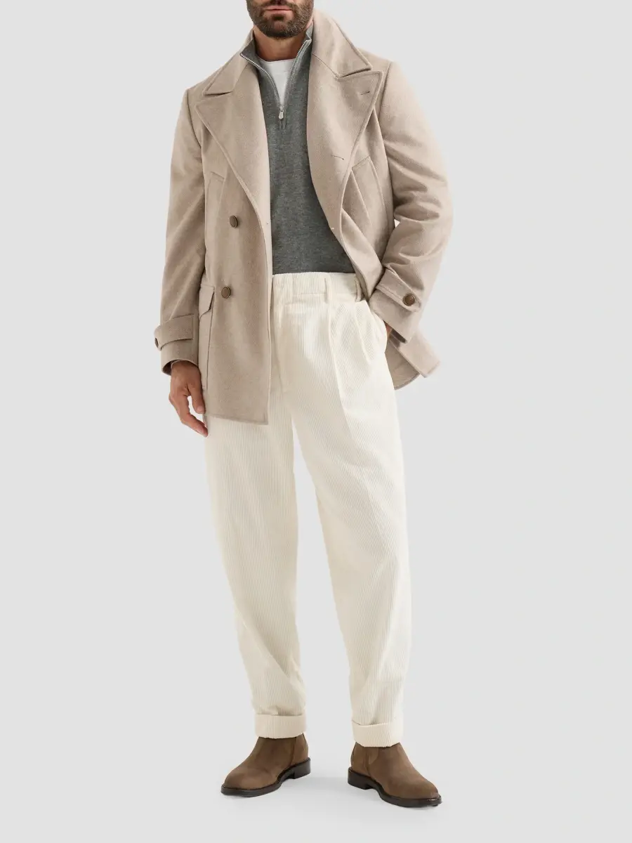 Brunello Cucinelli Men's Cashmere Sweater with Half Zip - Medium Grey | Thumbnail 2 Brunello Cucinelli Men's Cashmere Sweater with Half Zip - Medium Grey | Thumbnail 2
