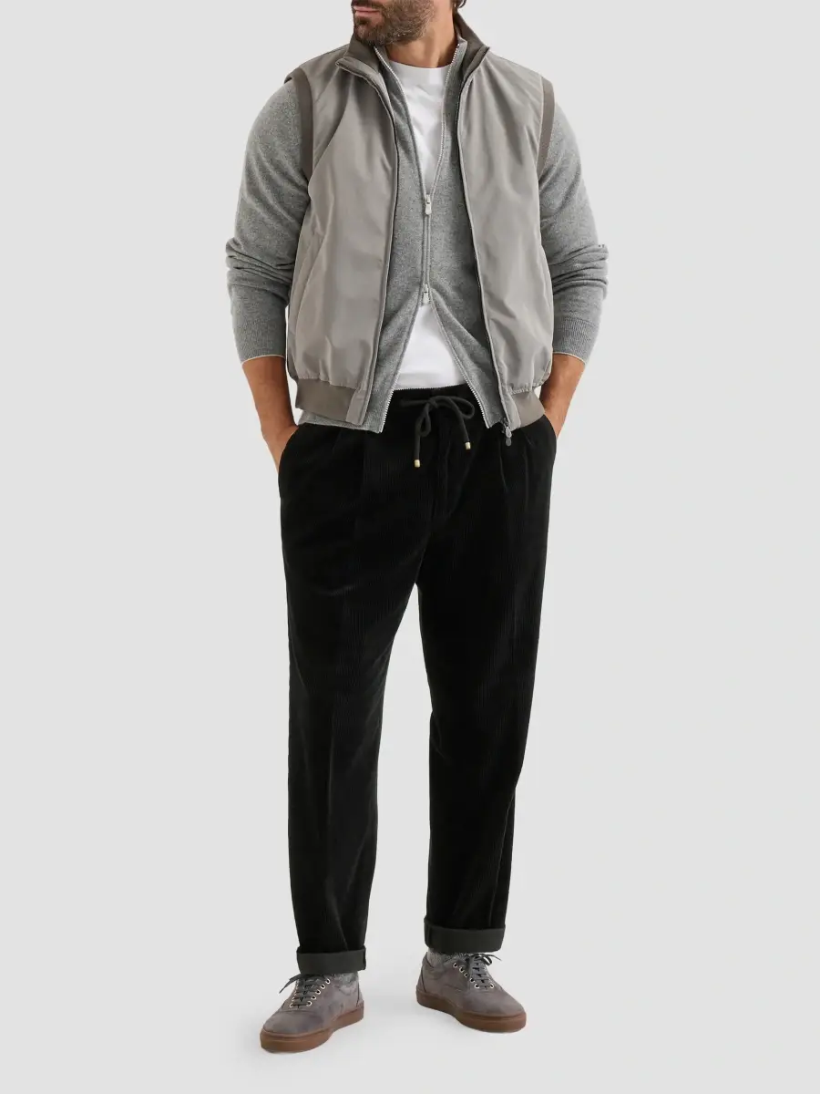 Brunello Cucinelli Men's Cashmere High-Neck Cardigan with Zipper - Dark Grey | Thumbnail 2 Brunello Cucinelli Men's Cashmere High-Neck Cardigan with Zipper - Dark Grey | Thumbnail 2