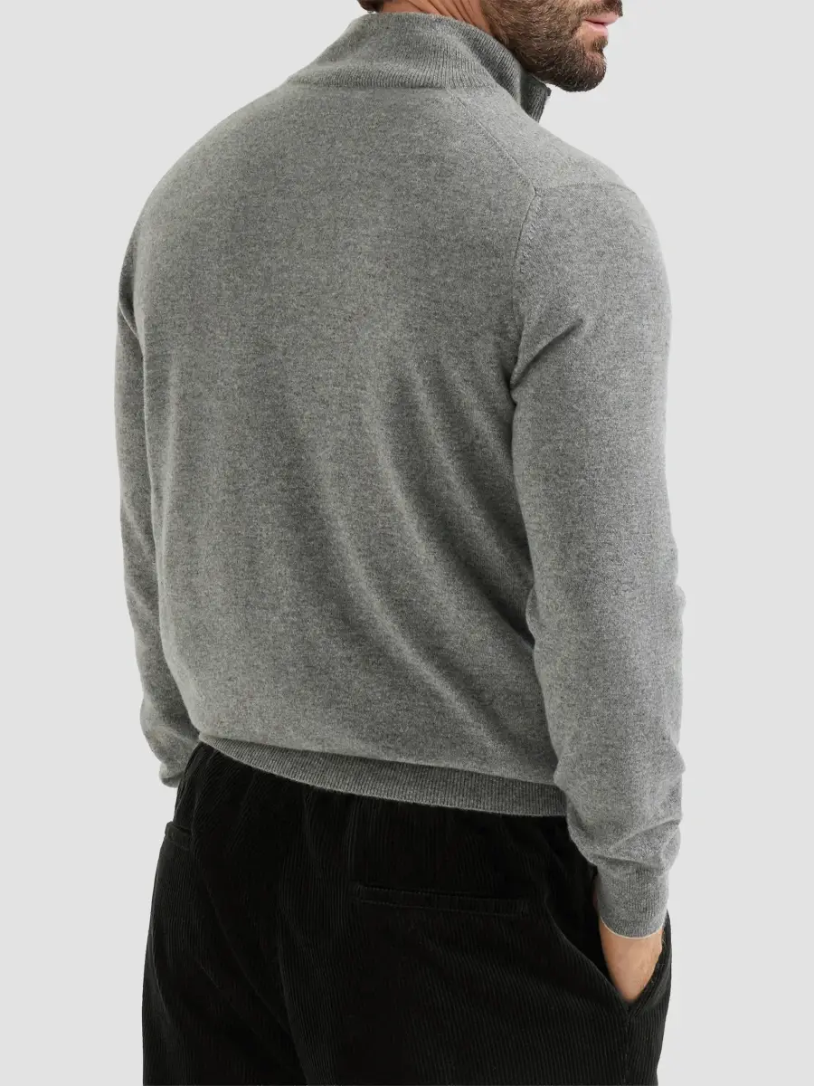 Brunello Cucinelli Men's Cashmere High-Neck Cardigan with Zipper - Dark Grey | Thumbnail 4 Brunello Cucinelli Men's Cashmere High-Neck Cardigan with Zipper - Dark Grey | Thumbnail 4