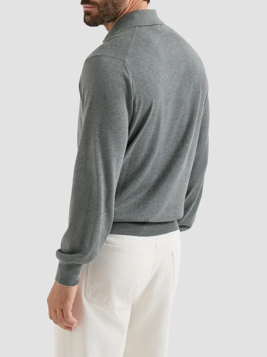 Brunello Cucinelli Men's Cotton Lightweight Knit Polo Shirt | Thumbnail 4