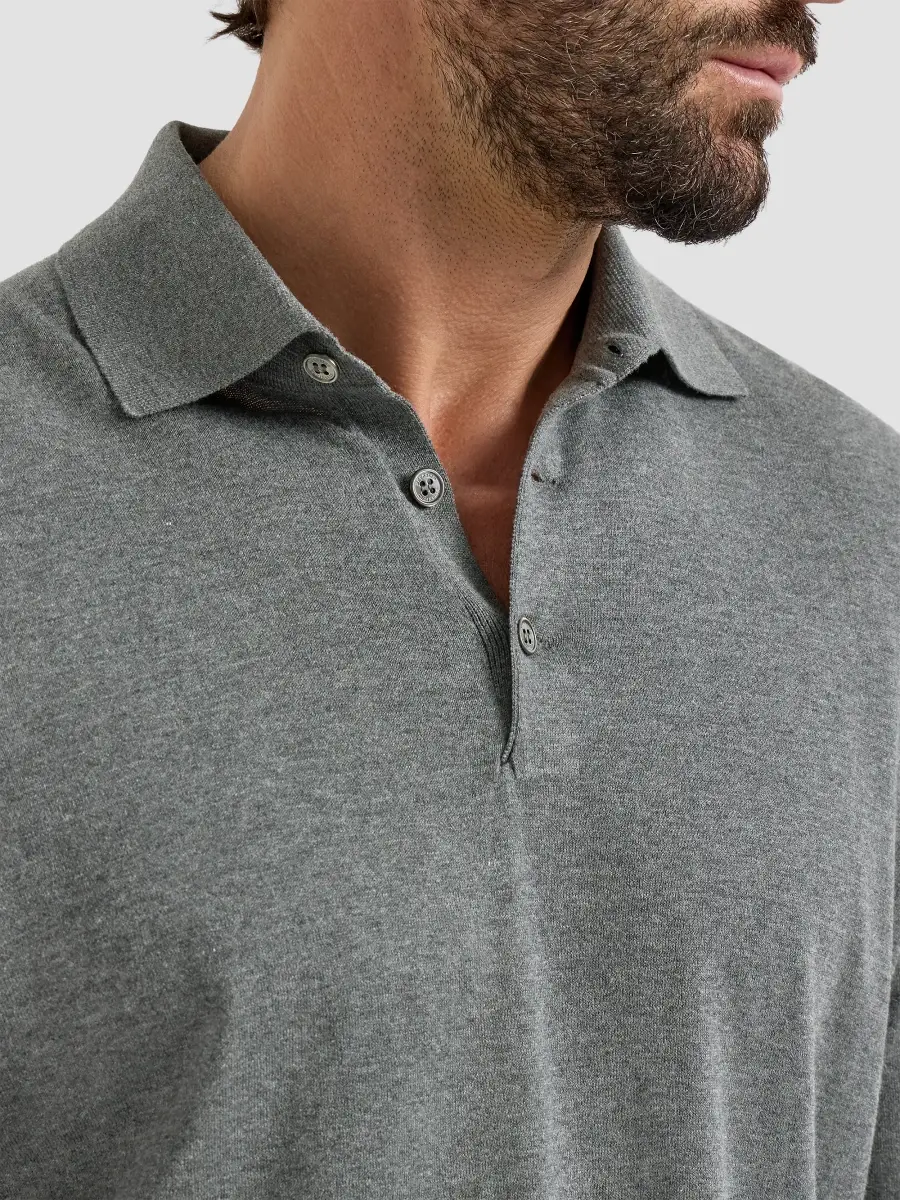 Brunello Cucinelli Men's Cotton Lightweight Knit Polo Shirt | Thumbnail 5