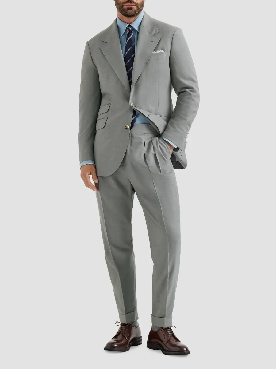 Brunello Cucinelli Men's Virgin Wool and Silk Lightweight Hopsack Cavallo Tailor Blazer | Thumbnail 2 Brunello Cucinelli Men's Virgin Wool and Silk Lightweight Hopsack Cavallo Tailor Blazer | Thumbnail 2