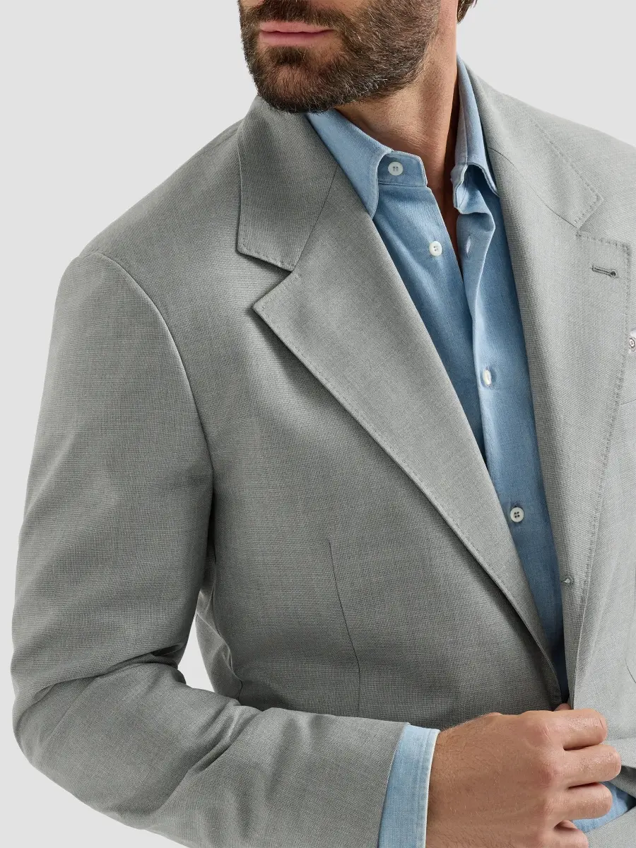 Brunello Cucinelli Men's Virgin Wool and Silk Lightweight Hopsack Cavallo Tailor Blazer | Thumbnail 5 Brunello Cucinelli Men's Virgin Wool and Silk Lightweight Hopsack Cavallo Tailor Blazer | Thumbnail 5