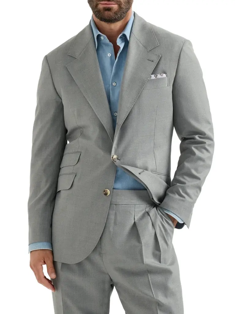 Brunello Cucinelli Men's Virgin Wool and Silk Lightweight Hopsack Cavallo Tailor Blazer