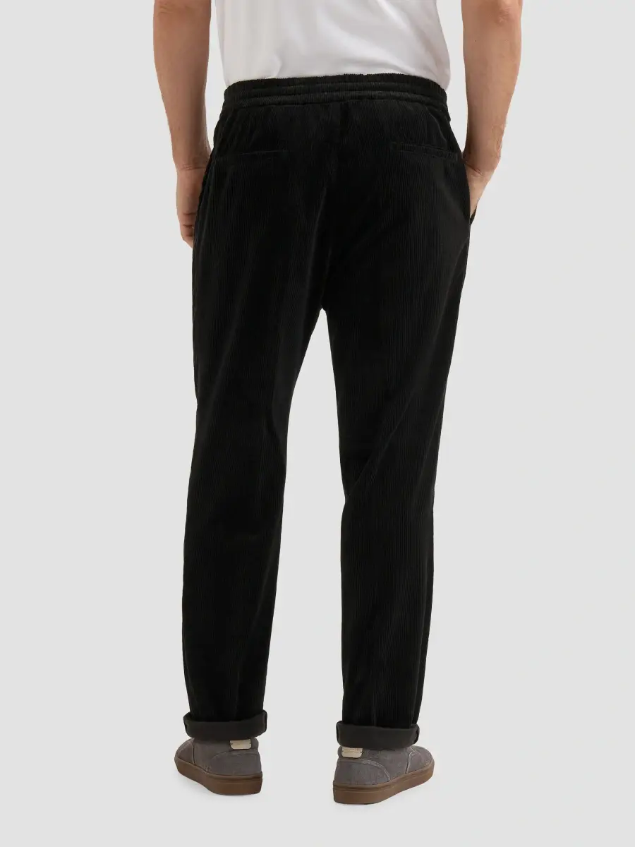Brunello Cucinelli Men's Garment-Dyed Trousers in Cotton Corduroy - Black | Thumbnail 3 Brunello Cucinelli Men's Garment-Dyed Trousers in Cotton Corduroy - Black | Thumbnail 3