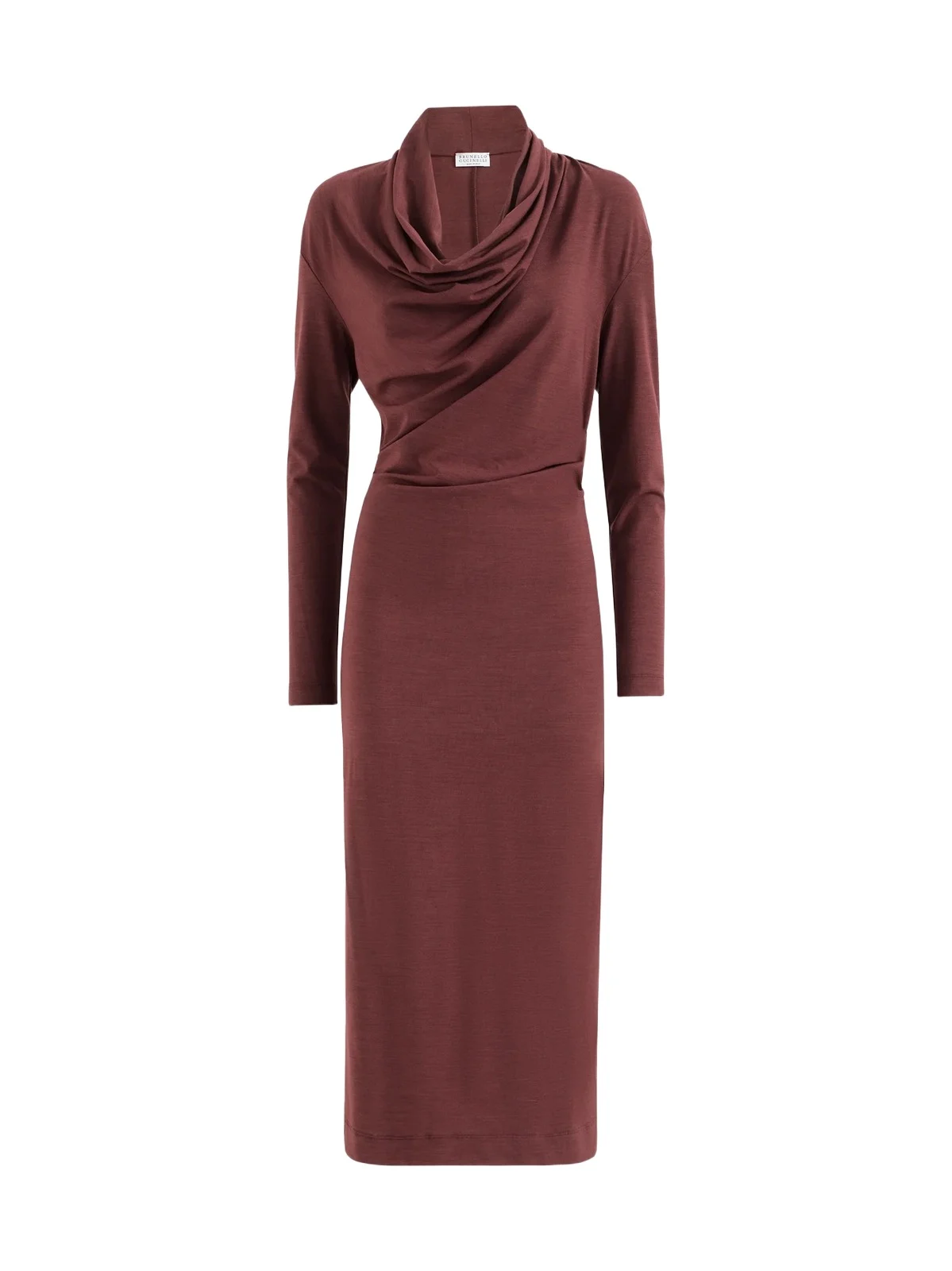 Women's Techno Wool Jersey Dress with Draping and Monili - Red Women's Techno Wool Jersey Dress with Draping and Monili - Red