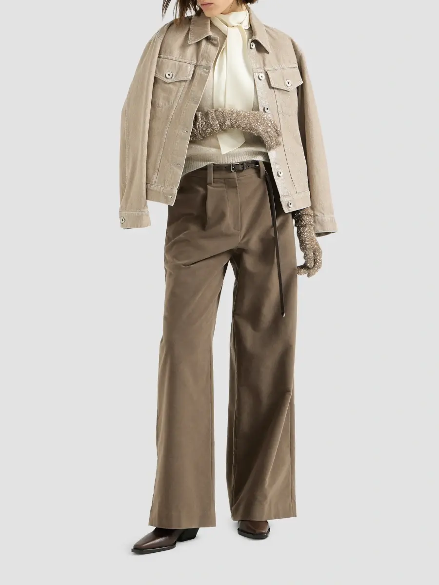 Brunello Cucinelli Women's Silk Satin Top with Monili - Panama | Thumbnail 2 Brunello Cucinelli Women's Silk Satin Top with Monili - Panama | Thumbnail 2
