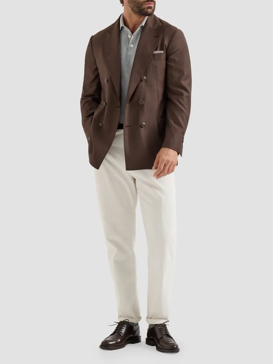 Brunello Cucinelli Men's Cotton English Rib Knit Polo Shirt | Thumbnail 2 Brunello Cucinelli Men's Cotton English Rib Knit Polo Shirt | Thumbnail 2