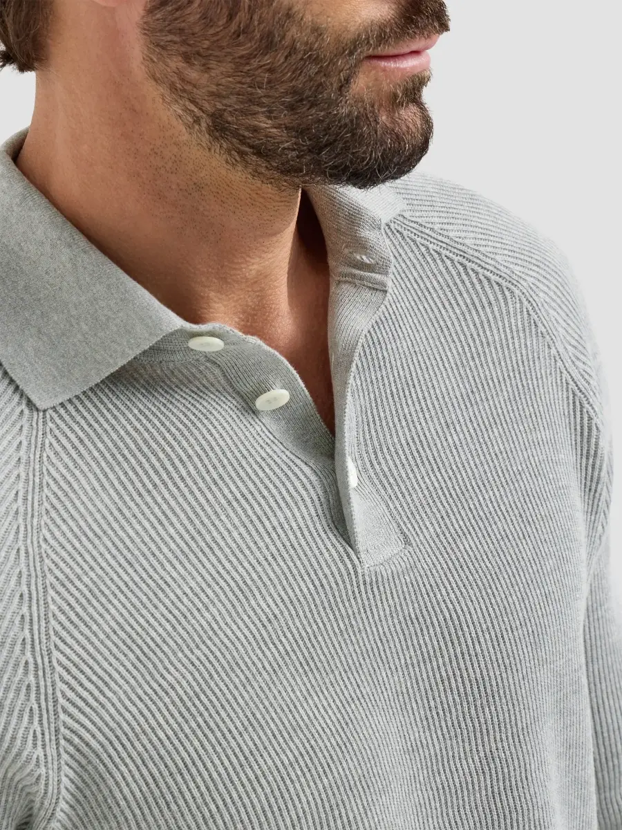 Brunello Cucinelli Men's Cotton English Rib Knit Polo Shirt | Thumbnail 6 Brunello Cucinelli Men's Cotton English Rib Knit Polo Shirt | Thumbnail 6