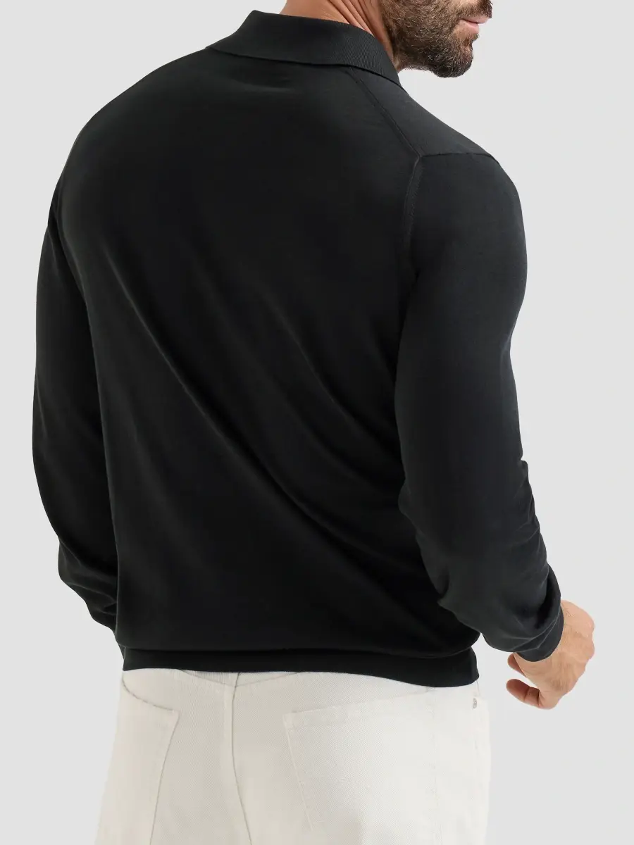 Brunello Cucinelli Men's Cotton Lightweight Knit Polo Shirt | Thumbnail 4